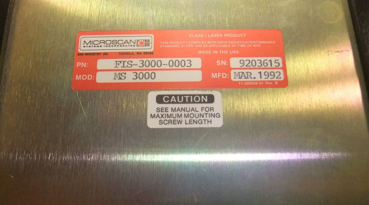 Microscan FIS-3000-0003 Barcode Scanner