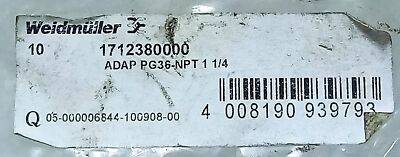 Weidmuller 1712380000 1-1/4 in NPT Nickle Plated Brass Wire Gland