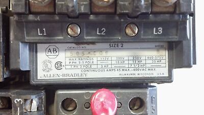 Allen-Bradley 505-COB Size 2 Series B Reversing Starter 3 PH 480 VAC 60 Hz