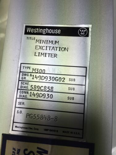 Westinghouse 149D930G02 Minimum Excitation Limiter