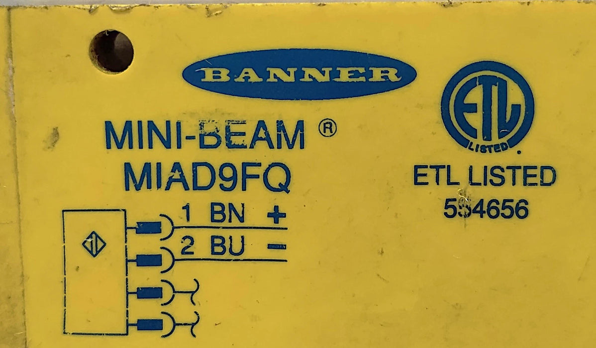 Banner Engineering MIAD9FQ Mini-Beam 5-10 V DC Fiber Optic Photoelectric Sensor