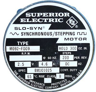 Superior Electric M092-FD09 2.5 VDC 4.6 A Synchronous Stepper Motor No Shaft Key