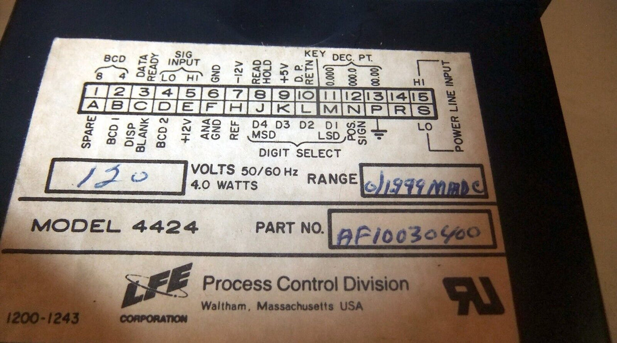 LFE AF10030400 Digital Panel Meter DC Millliamperes
