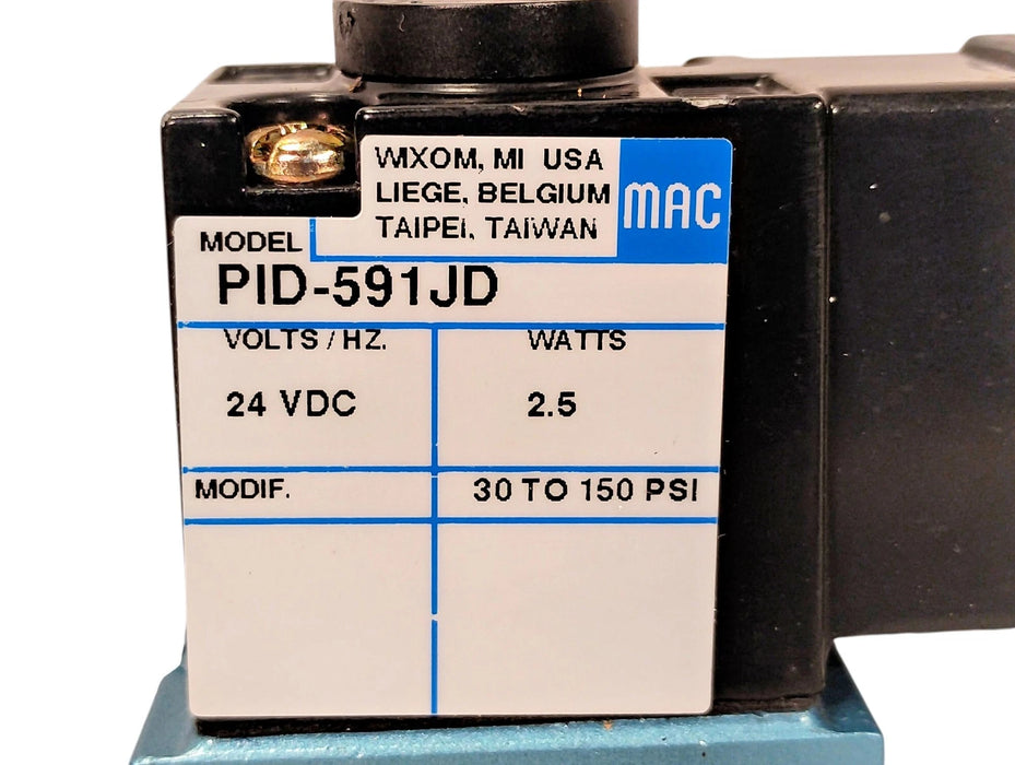 MAC Valves PID-591JD 150 PSI Pneumatic Solenoid Valve w/ 24VDC Coil