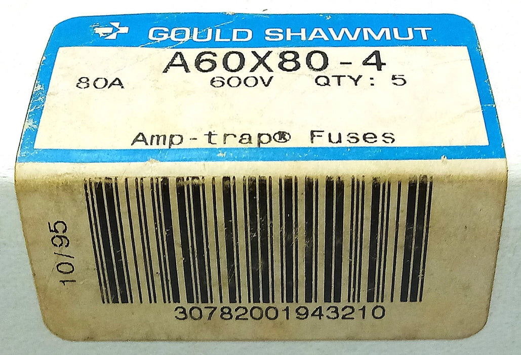 Ferraz Shawmut A60X80-4 Amp-Trap 600 V AC 80 A Type 4 Form 101 Fuse