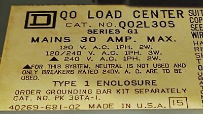 Square D QO2L30S Series G1 120/240 VAC Enclosure w/ MG-9402 10 A Circuit Breaker