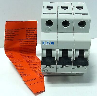 Eaton FAZ-D6/3 480/277 V AC 6 A 3 Pole Miniature Supplementary Protector