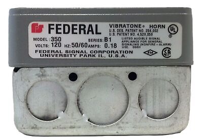 Federal Signal 350-B1 Vibratone Horn 120 V 50/60 Hz .18 A