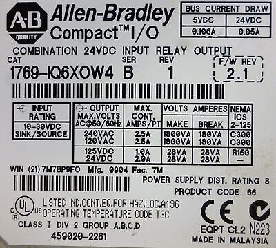 Allen-Bradley 1769-IQ6XOW4 Ser B Rev 1 CompactI/O PLC Input/Output Module