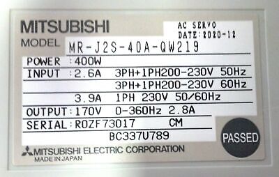 Mitsubishi MR-J2S-40A-QW219 3 PH 400 W 230 V Servo Drive