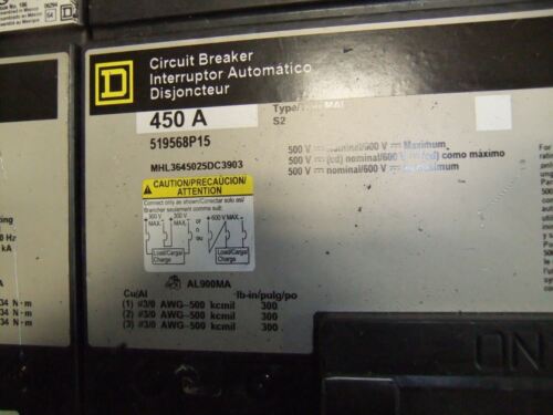 Square D Circuit Breaker 450A 519568P15