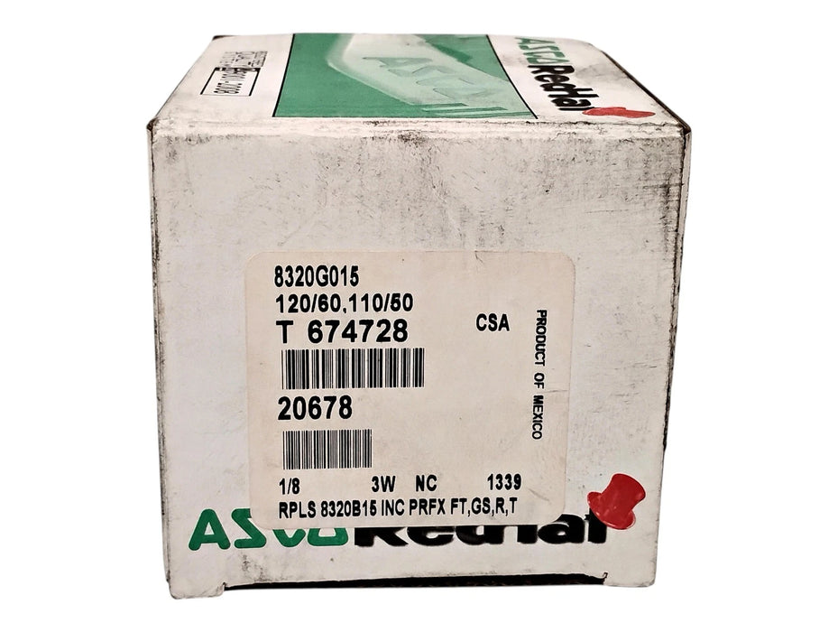 ASCO 8320G015 100 psi 1/8 in NPT 3-Way Solenoid Valve w/ 120 V AC Coil