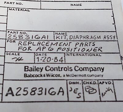 Bailey Control 258316A1 Diaphragm Assembly Kit for AP6 Positioner