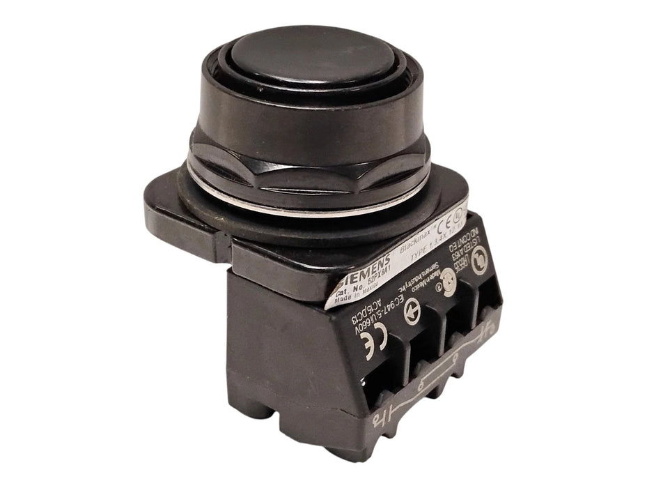 Siemens 2PX8A1A 600 V AC/DC 15 A Pushbutton w/ Flush Black Cap