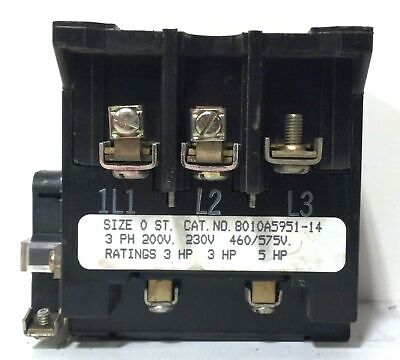 Joslyn Clark 8010A5951-14 120 V AC 5 HP Size 0 Starter w/ 78095-R Aux Contact