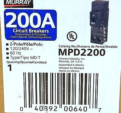 Murray MPD2200 120-240 V 200 A 2-Pole Circuit Breaker