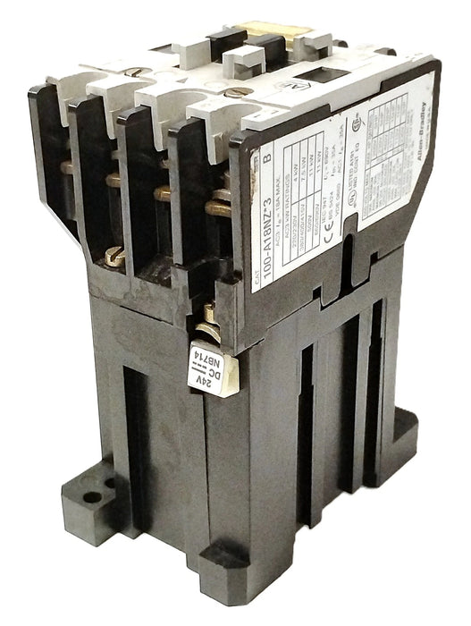 Allen-Bradley 100-A18NZ24-3 600 V AC 18 A 4-Pole Contactor w/ 24 V DC Coil