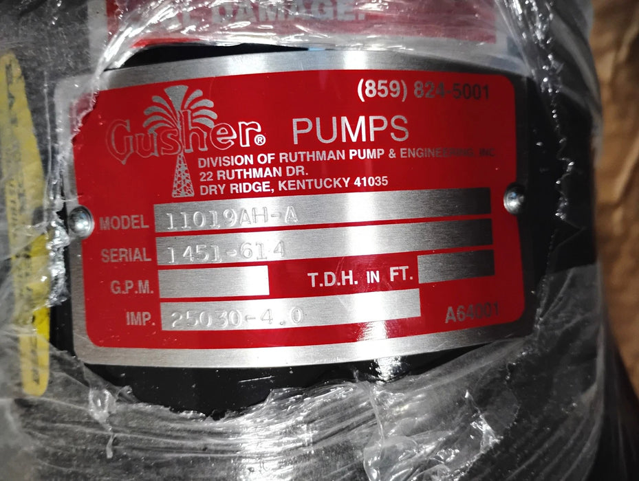 Gusher Pumps 11019AH-A 208-230/460 V 3 HP 3 PH 3450 RPM 182 GPM Centrifugal Pump