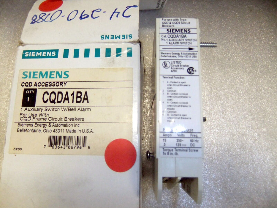 Siemens CQDA1BA Breaker Auxiliary Switch