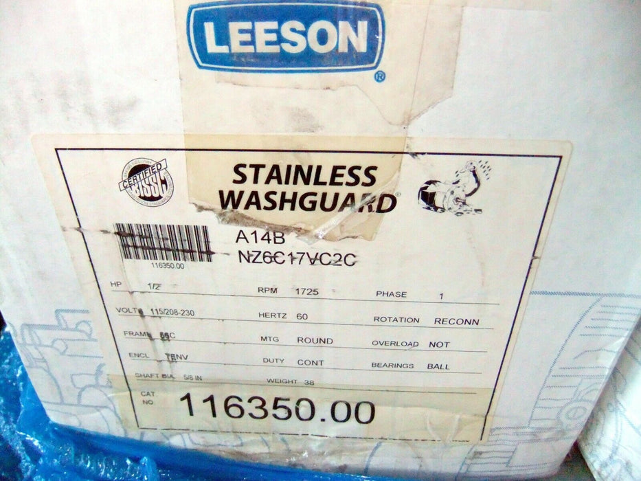 Leeson Stainless Washguard Motor 116350.00