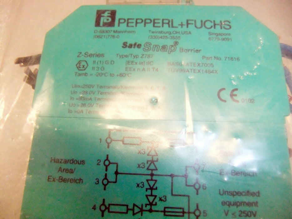 Pepperl Zenner Barrier Z787 P/N 71816 (snap safe barrier