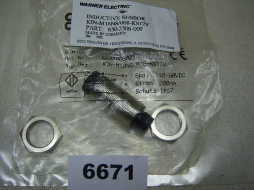 Warner Electric Inductive Proximity Sensor 650-2306-009 10-60 VDC 200mA