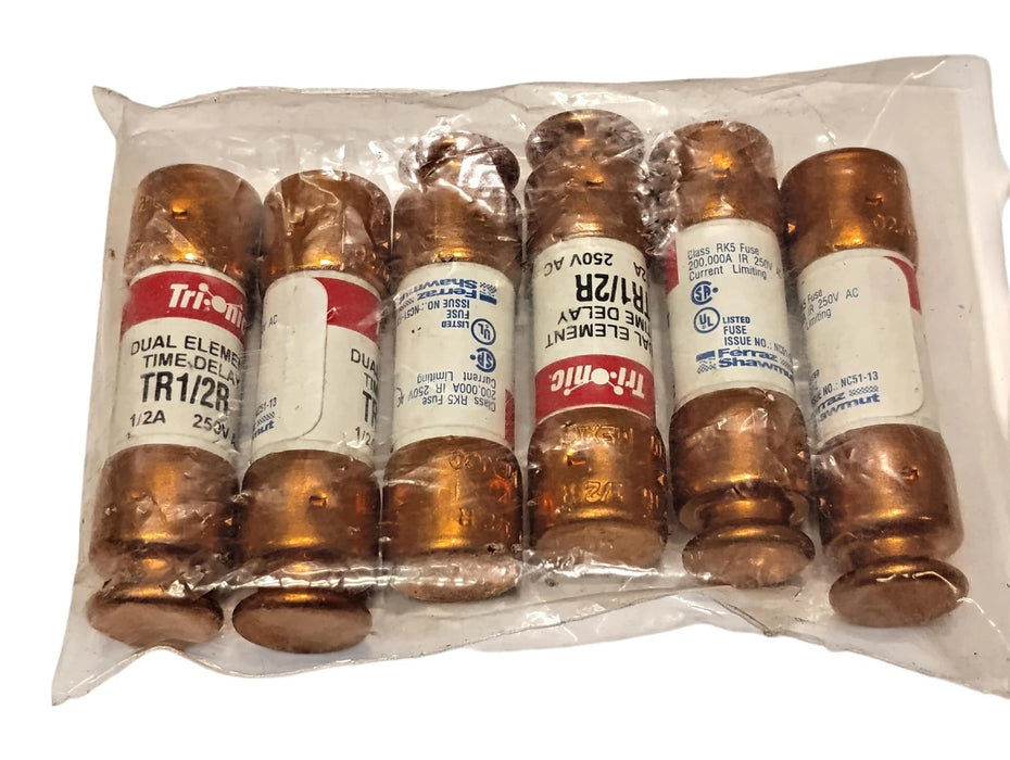 Ferraz Shawmut TR1/2R 250 V AC 0.5 A Current-Limiting Time-Delay Fuses