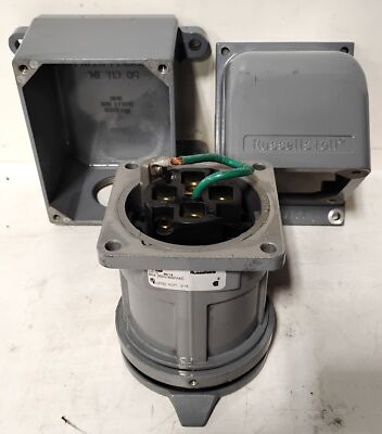Russellstoll 8414 60 A 600 V AC 3 W 4 P HS Ever-Lok Receptacle