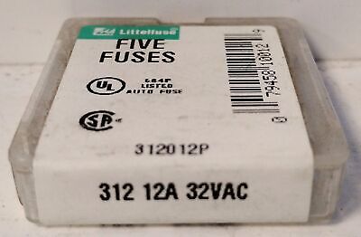 Littelfuse 312012P 32 V AC 12 A Fast Acting Glass Fuse - Lot of 10