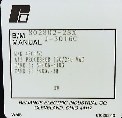 Reliance Electric 45C15C B/M Manual PLC Processor