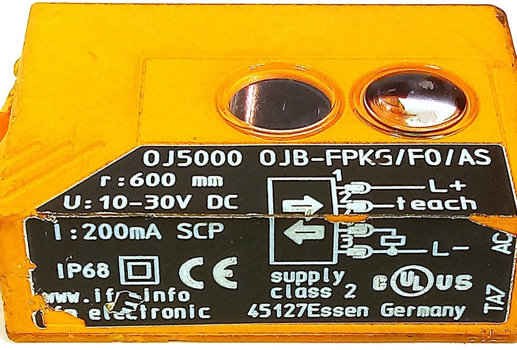 IFM Efector OJ5000 OJB-FPKG/FO/AS 10-30 V DC Photoelectric Sensor