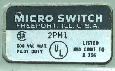 Micro Switch 2PH1 600 V AC Black Jumbo Momentary Pushbutton