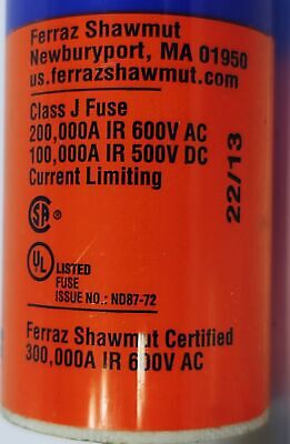 Ferraz Shawmut AJT200 Smart Spot 600V 200A Current-Limiting Time-Delay Fuse