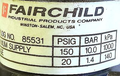 Fairchild 85531 20 psi Positive Biasing Pneumatic Regulator