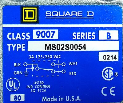 Square D 9007MS02S005421 125/250 V AC 3 A Roller Plunger Limit Switch