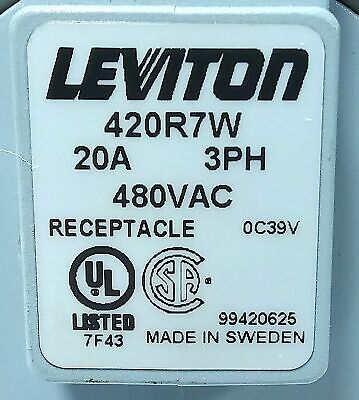 Leviton 420R7W 480 V AC 20 A Receptacle in BX230V Type 4X, 12 Enclosure
