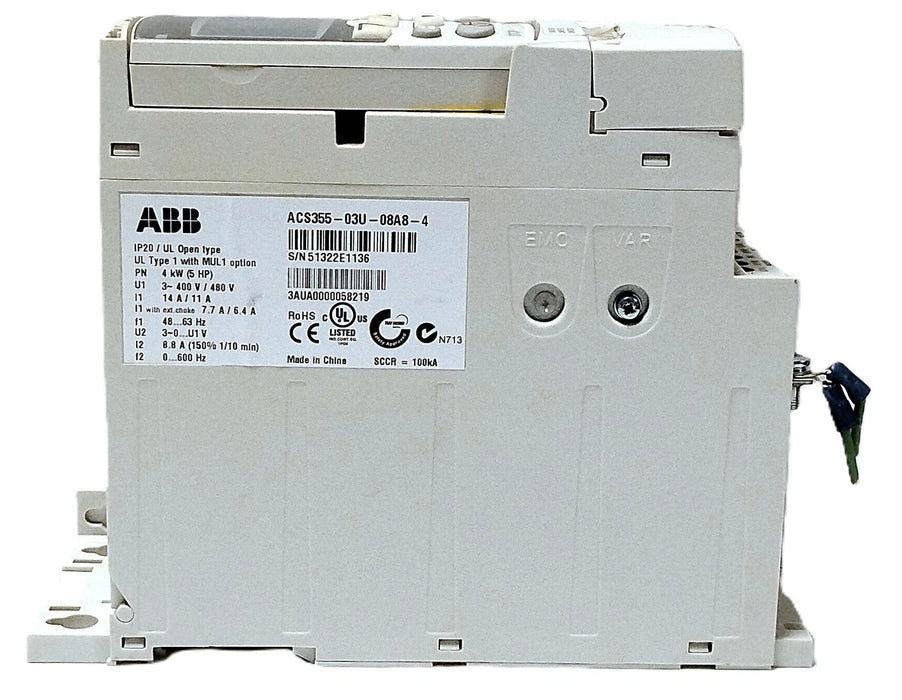 ABB ACS355-03U-08A8-4 380-480 VAC 8.8 A 4kW 5 HP AC Drive w/ ACS-CP-A Controller