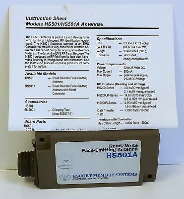Escort Memory Systems HS501A Read/Write Face-Emitting Antenna