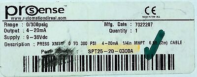 AutomationDirect SPT25-20-0300A PROSense 9-36 V DC 0-300 psi Pressure Transducer