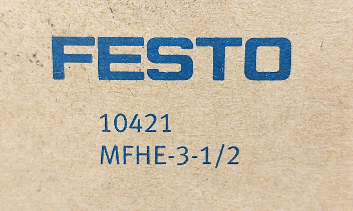Festo MFHE-3-1/2 10421 29-145 psi Solenoid Valve w/ 1/2 in NPT Ports and No Coil