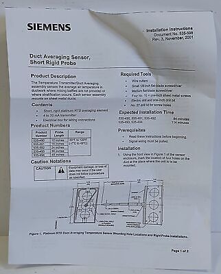 Siemens 535-494 Duct Averaging Sensor