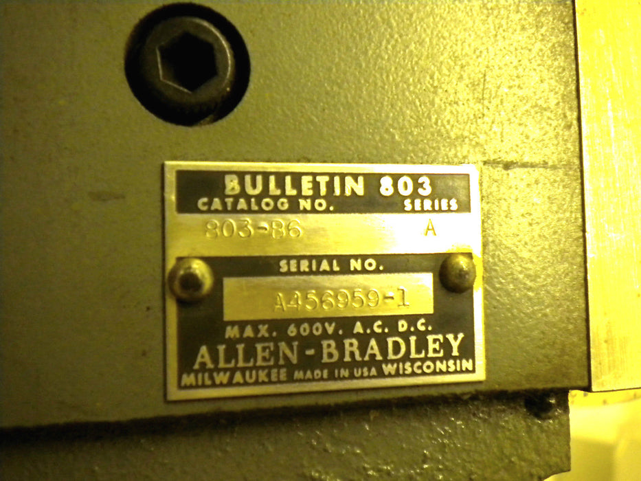 Allen-Bradley 803-B6 Rotary Cam Limit Switch