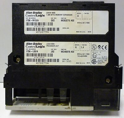 Allen-Bradley 1756-L55/A Rev G02 Ser A PLC Processor w/1756-M13/A Memory Module