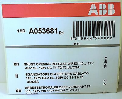 ABB T3N100TWS4 100 A 3-Pole Shunt Trip Breaker