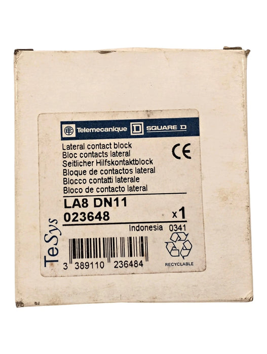 Telemecanique LA8-DN11 023648 690 V AC 10 A Lateral Contact Block w/ 1NC and 1NO