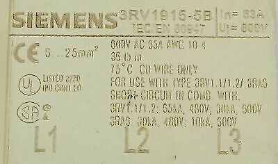 Siemens 3RV1915-5B 690 V AC 63 A 3 Phase Supply Terminal for Busbar