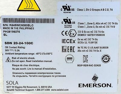 SOLA SDN-20-24-100C PLC Power Supply