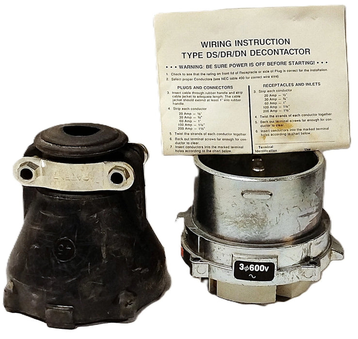 Meltric 37-91143 600 V AC 3 Phase 100 A 3 Pole 4 Wire Electrical Plug