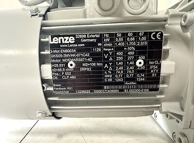 Lenze GKS05-3MVAK-071C42 EN60034 480 V 2.4 A 2515 RPM 3 PH Gear Motor