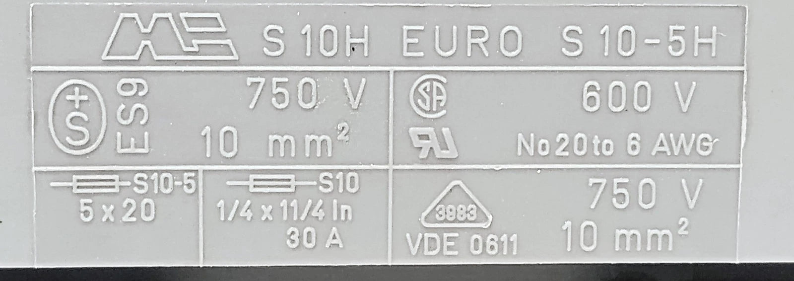 EURO PRD S10-5H 750 V 30 A 5X20 mm DIN Rail Mount Fuse Holders w/ LED Indicators